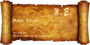 Mahr Erik névjegykártya